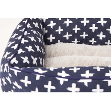Navy Cross Cotton Bolstered Dog Bed